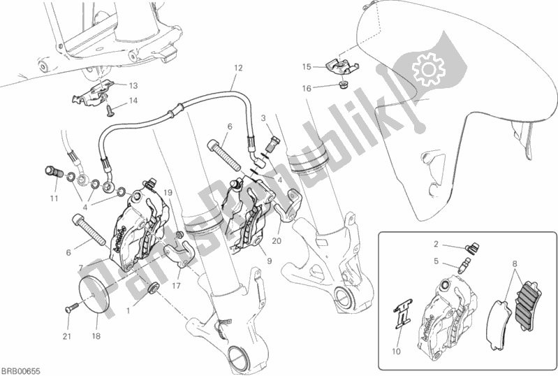 Alle onderdelen voor de 20b - Voorremsysteem van de Ducati Superbike Panigale V4 Thailand 1100 2019